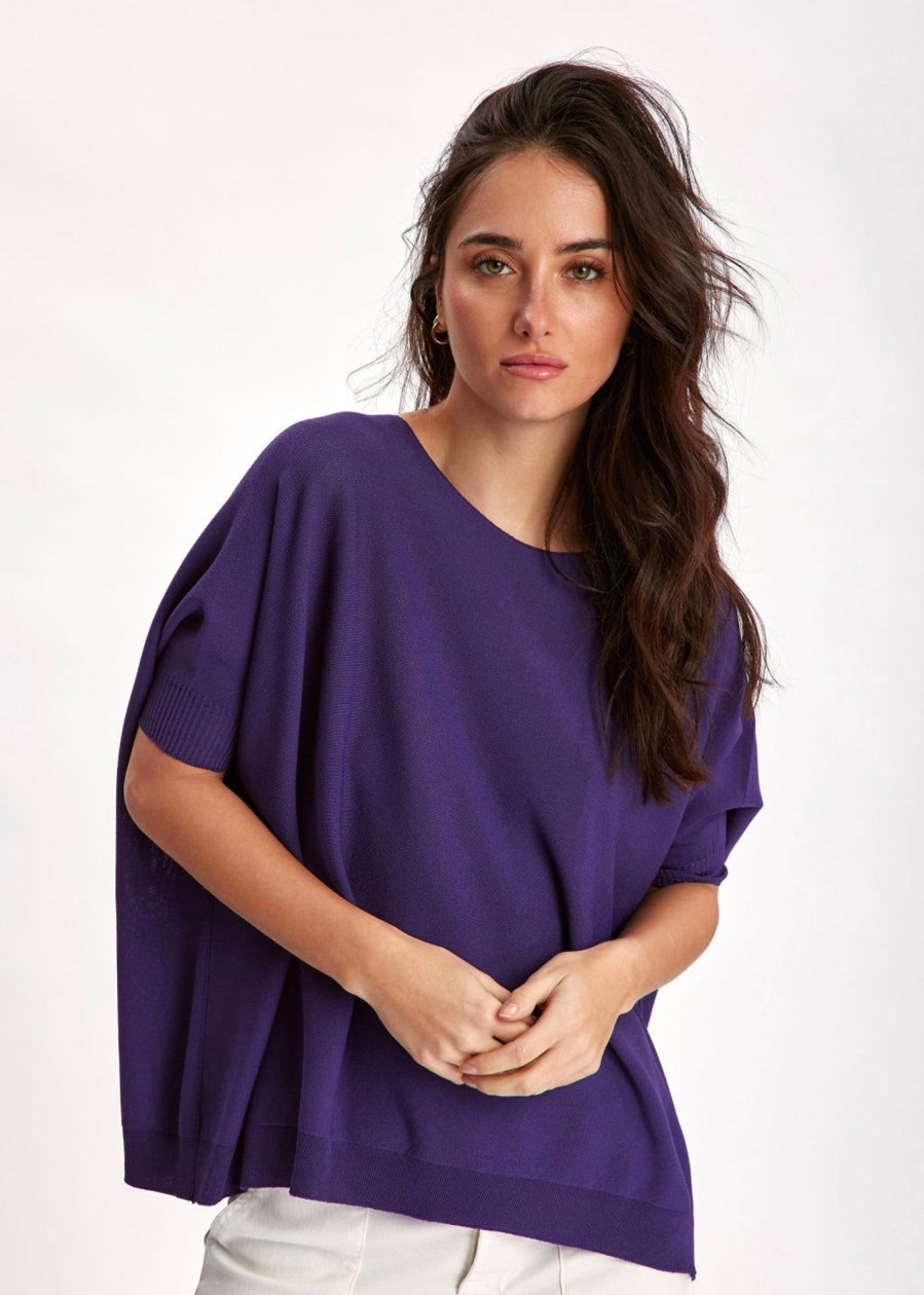 Lauren Vidal Pull Oversize Pom Violet Mailles