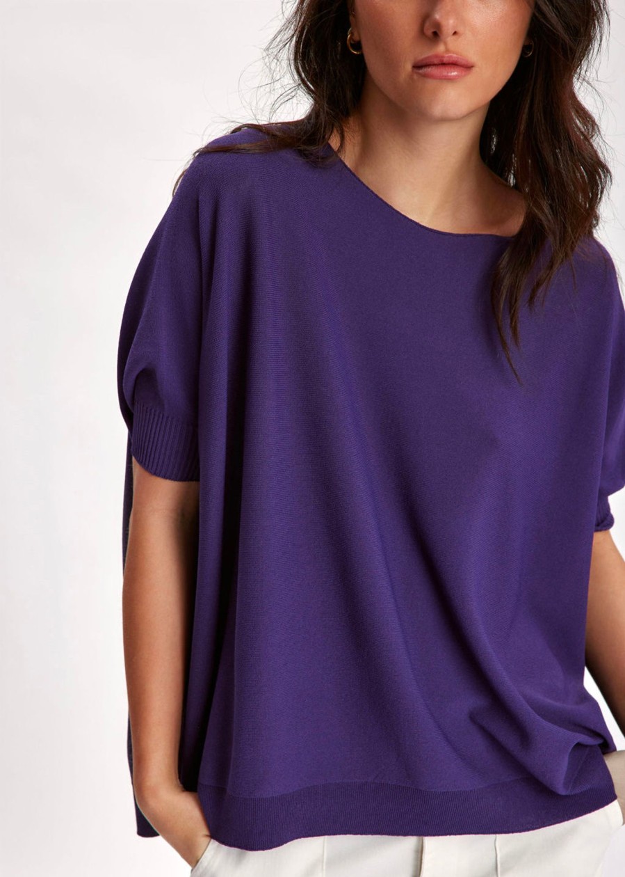 Lauren Vidal Pull Oversize Pom Violet Mailles