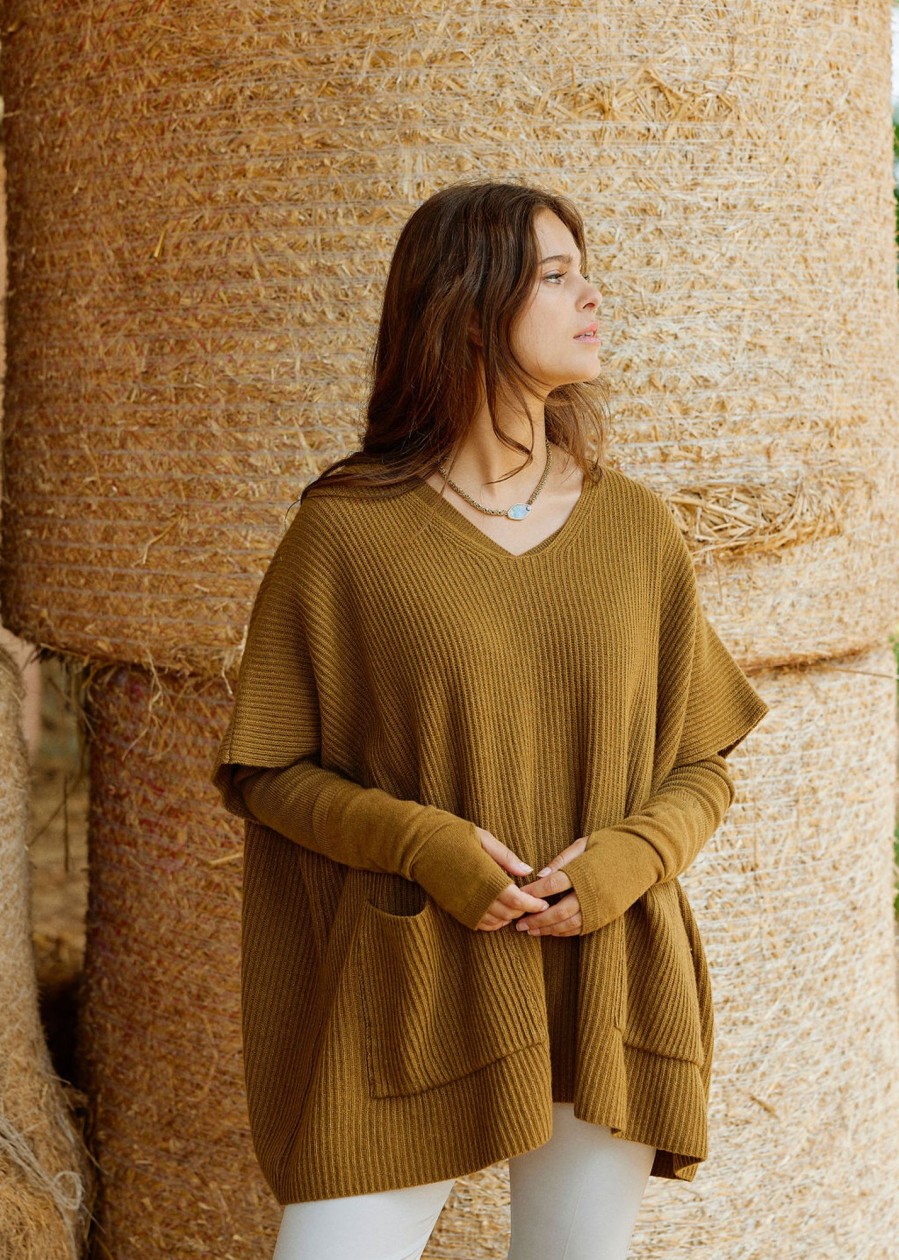 Lauren Vidal Poncho Cotele Ivy Olive Mailles