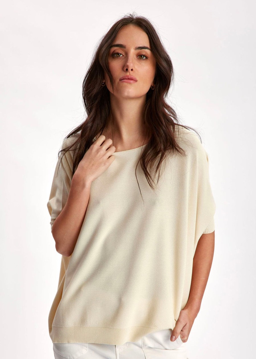 Lauren Vidal Pull Oversize Pom Ecru Mailles