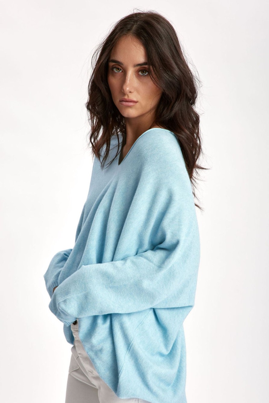 Lauren Vidal Pull Oversize Col V Ciel Mailles