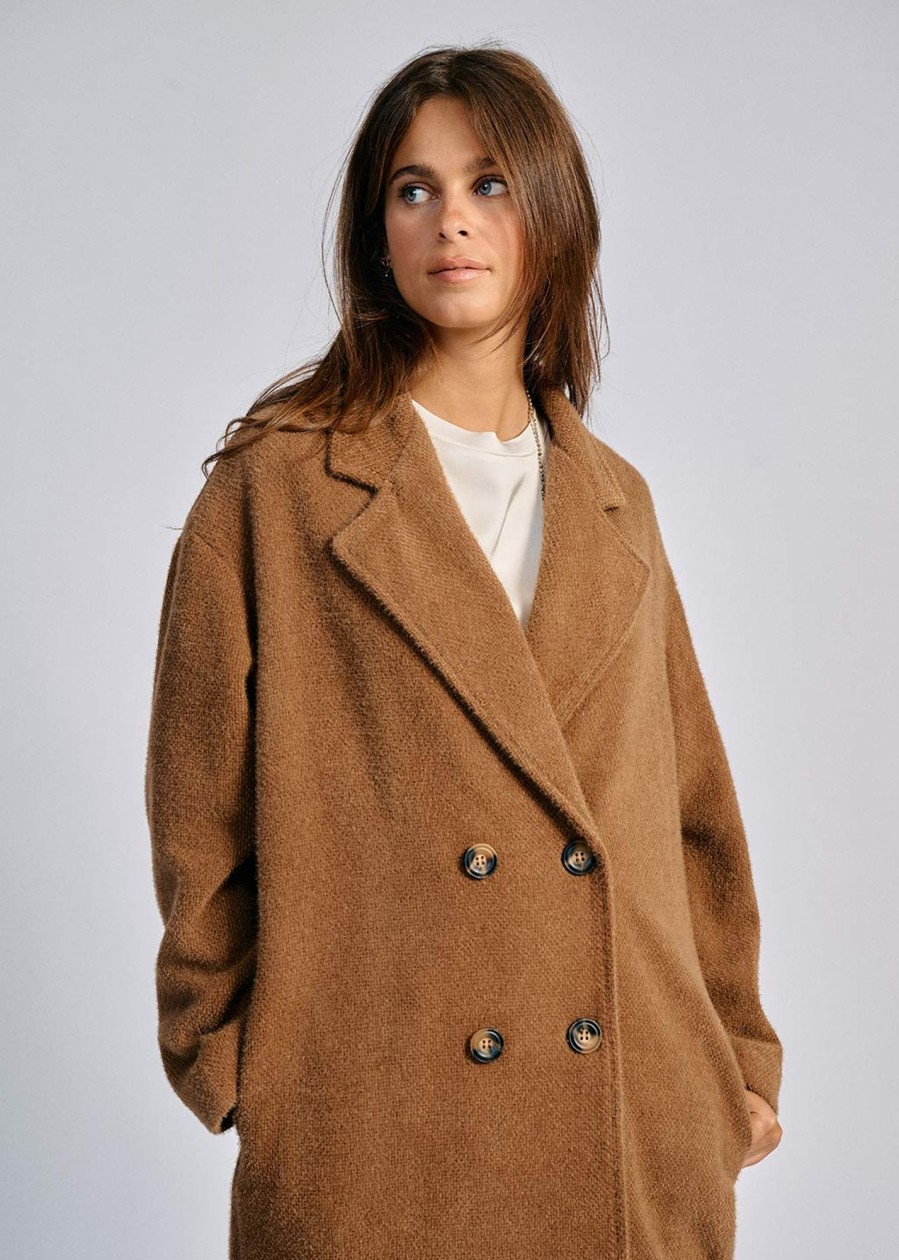 Lauren Vidal Manteau Fluide Pablo Camel Vestes & Manteaux