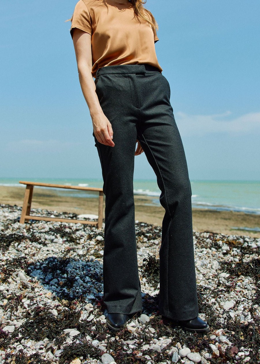 Lauren Vidal Pantalon Flare Devo Anthracite Pantalons