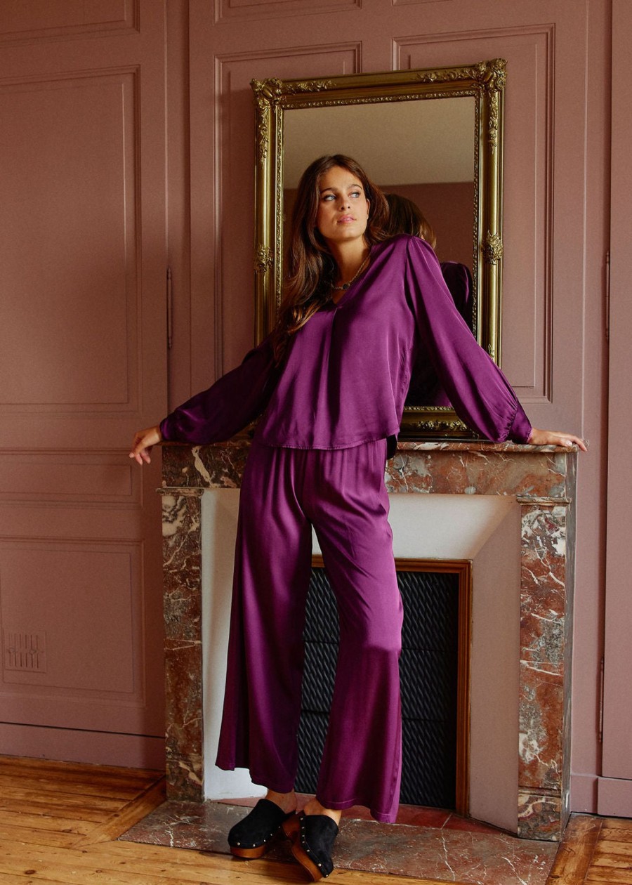 Lauren Vidal Pantalon Fluide Marcia Purple Pantalons