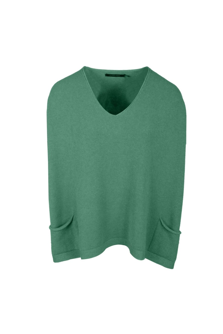 Lauren Vidal Pull Poncho Maille Clea Vert Mailles