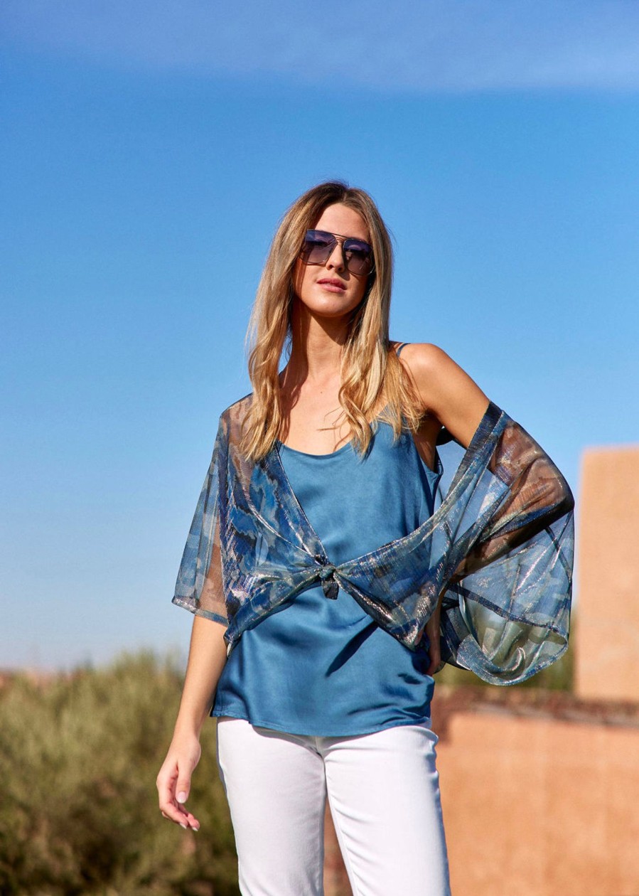 Lauren Vidal Bolero En Tulle Baya Blue Vestes & Manteaux