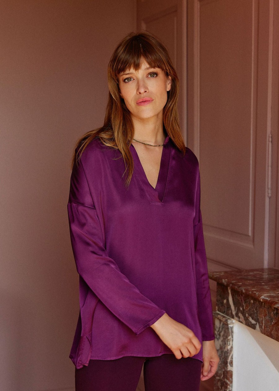 Lauren Vidal Blouse Fluide Viscose Boaz Purple Tops & Chemises