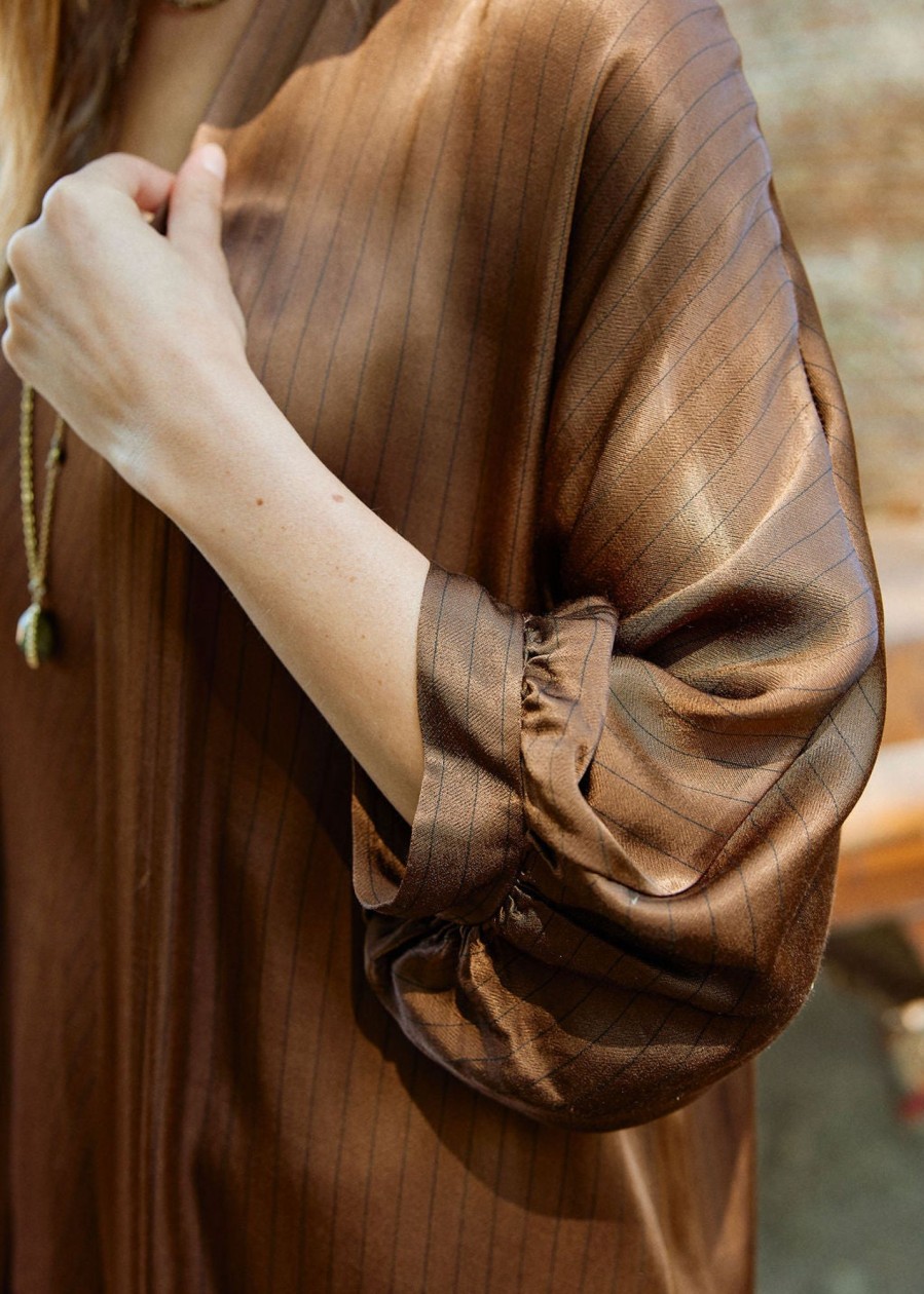 Lauren Vidal Kimono Long Fluide Jad Coffee Kimonos