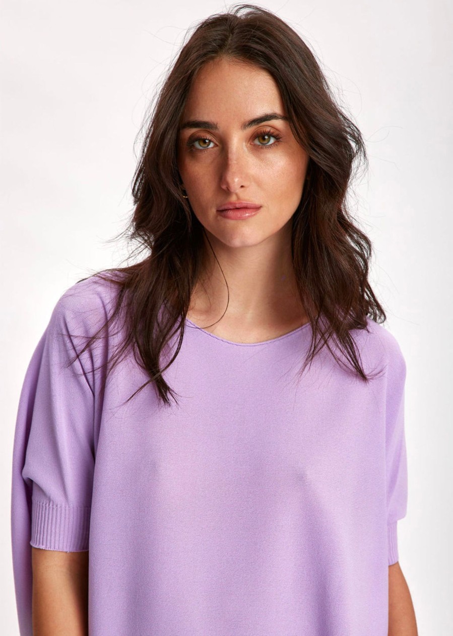 Lauren Vidal Pull Oversize Pom Lilas Mailles