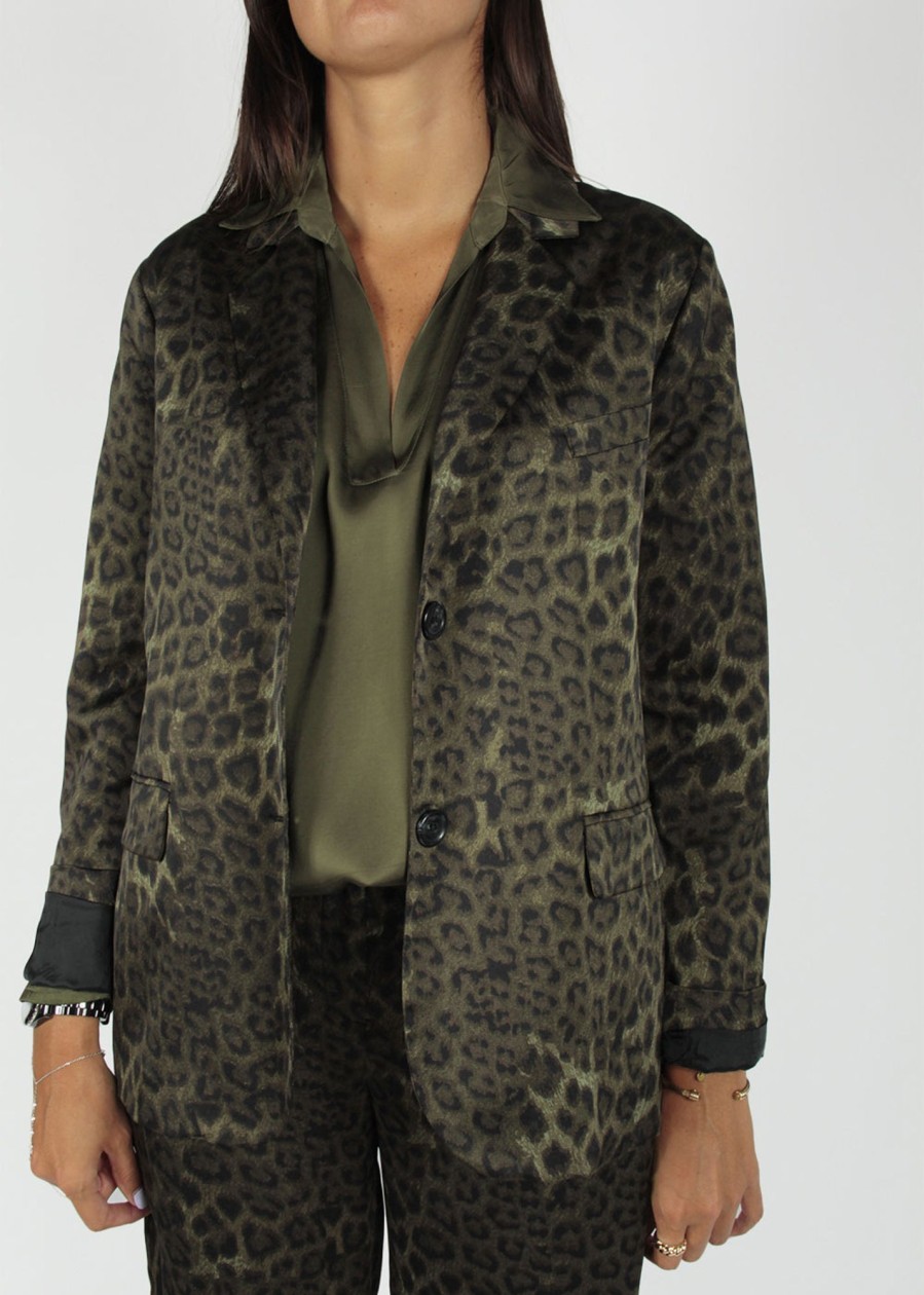 Lauren Vidal Veste Blazer Fluide Imprimee Leopard Valmi Bronze Vestes & Manteaux