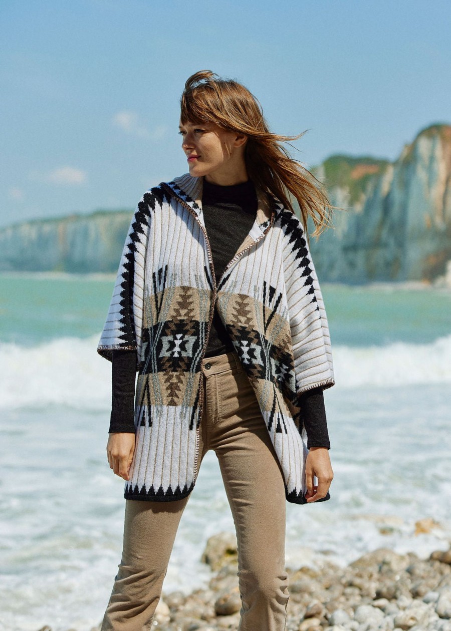 Lauren Vidal Veste Cape Jacquard Robbie Aztec Mailles