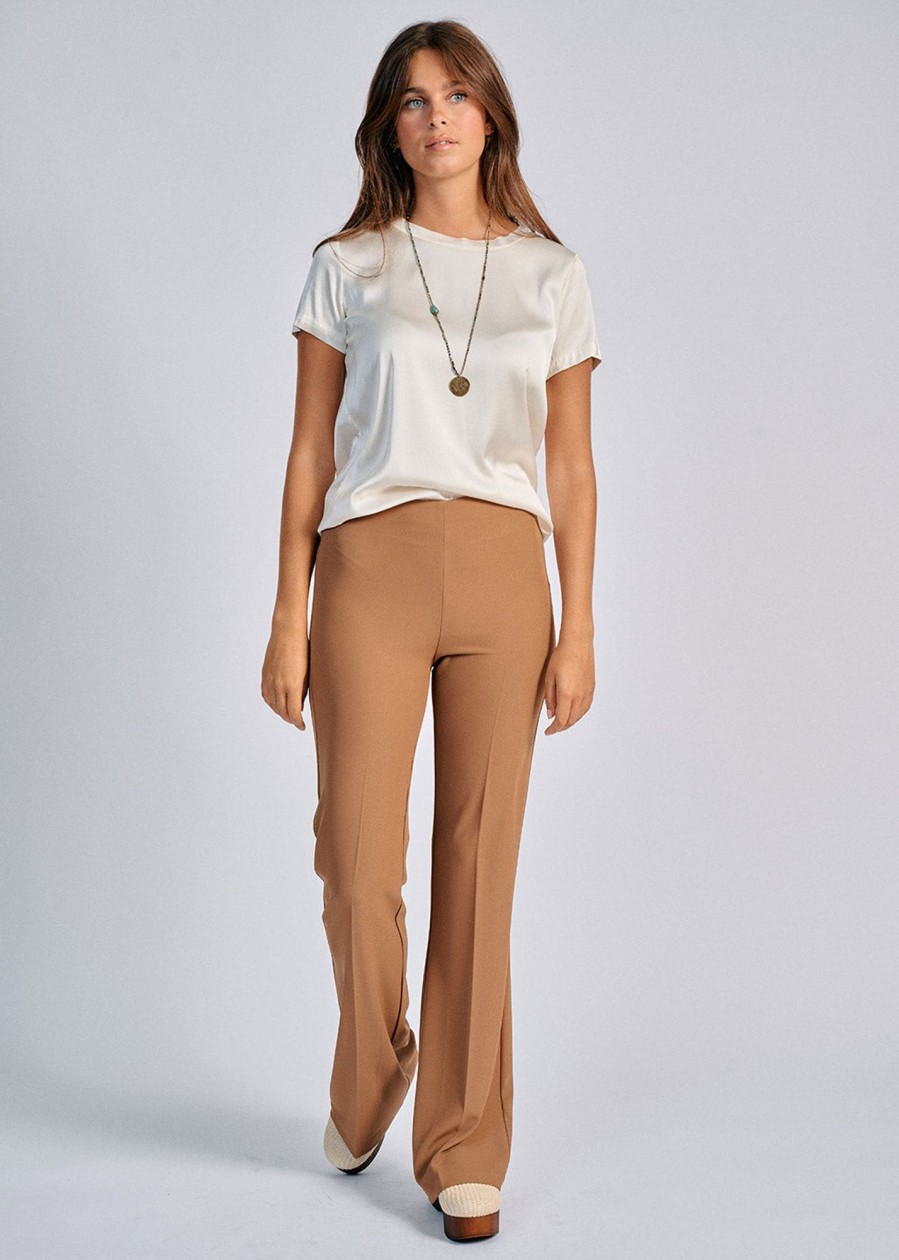 Lauren Vidal Pantalon Fluide Fiona Camel Pantalons