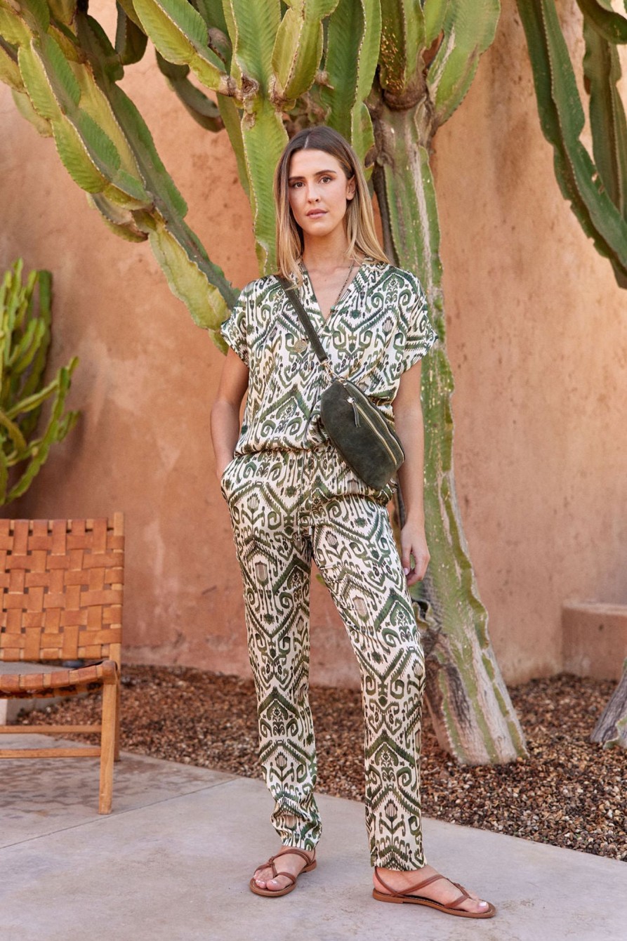 Lauren Vidal Pantalon Droit Imprime Polka Cactus Pantalons