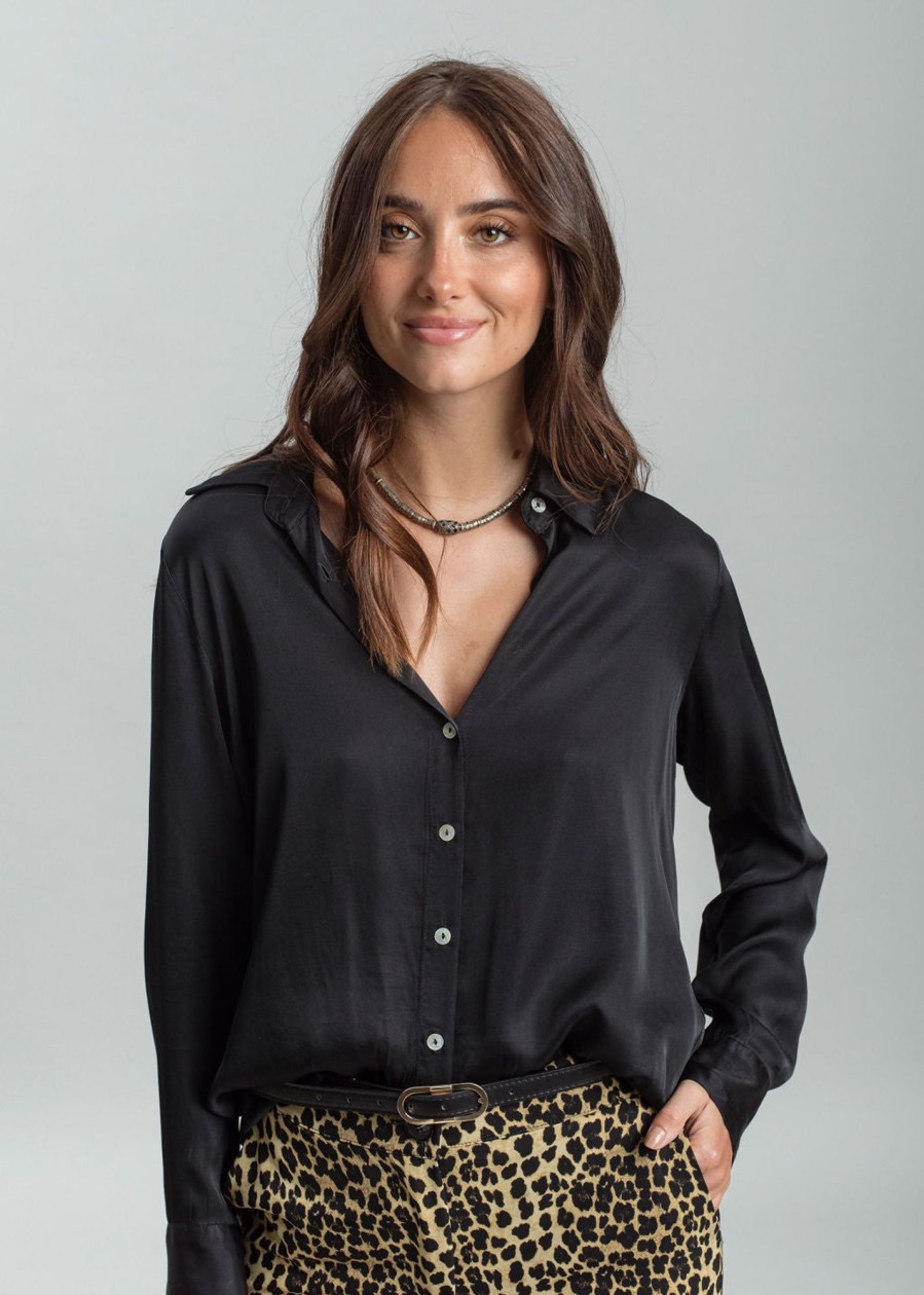 Lauren Vidal La Chemise ! Noir Tops & Chemises